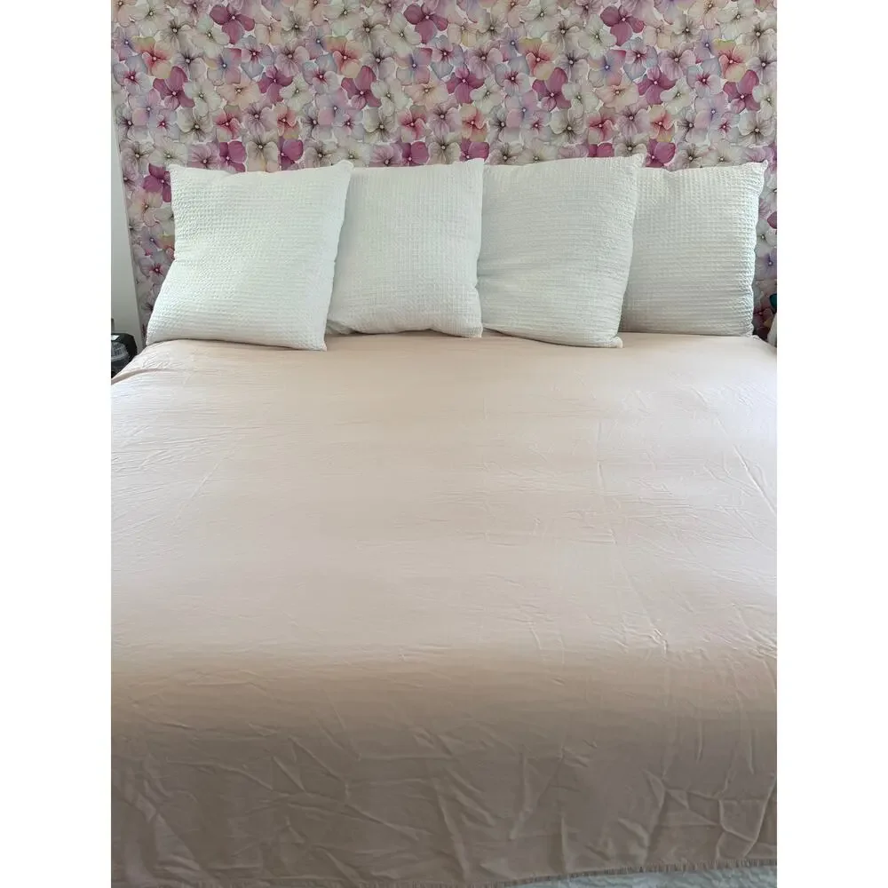 Pure Fiber Bamboo Queen Flat Sheet Blush Pink Viscose Cooling Soft Bedding Linen